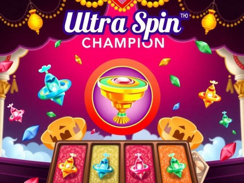 Ultra Spin Champion - Official Game Cover Ultra Spin Champion game cover showing colorful spinning tops in an Indian festival setting